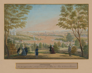 Lot 217, Auction  122, Potsdam von der sogenannten 'weißen Bank' im Park des Prinz Carl von Preussen, Aquarellierte und gouachierte Orig.-Bleistiftzeichnung