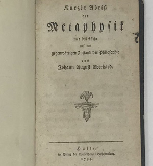 Lot 2157, Auction  122, Eberhard, Johann August, Kurzer Abriß der Metaphysik