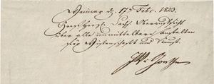 Lot 2314, Auction  122, Goethe, Johann Wolfgang von, Brief 1823 an den Sekretär Kräuter