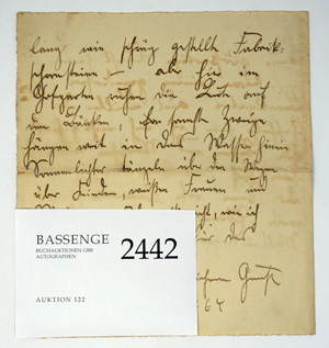 Lot 2442, Auction  122, Ophey, Walter, Brief an Dr. Grüters