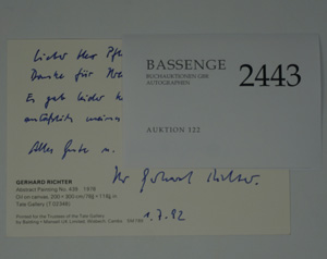Lot 2443, Auction  122, Richter, Gerhard, Künstler-Postkarte 1992