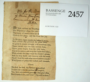 Lot 2457, Auction  122, Bridgetower, George, Schriftstück