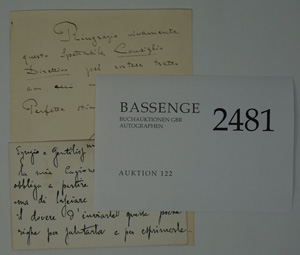 Lot 2481, Auction  122, Mascagni, Pietro, Brief auf Visitenkarte + Beigaben
