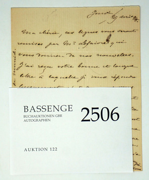 Lot 2506, Auction  122, Wagner, Cosima, Brief April 1868