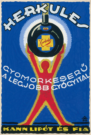 Lot 2734, Auction  122, Amberg, József und Herkules, Herkules. "Herkules gyomorkeserű, Kann Lipót és Fia. Original-Plakatentwurf