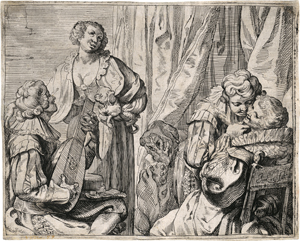 Lot 5130, Auction  122, Liss, Johann, Interieur mit zwei Liebespaaren und einem Narren
