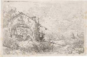 Lot 5249, Auction  122, Canaletto, Landschaft mit der Frau am Brunnen