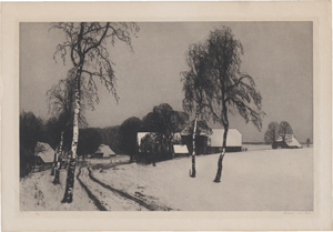 Lot 5436, Auction  122, Müller vom Siel, Georg Bernhard, Die Dorfstraße (Die Künstlerkolonie Döltingen im Winter)