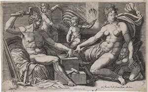 Lot 5580, Auction  122, Ghisi, Giorgio, Venus und Amor in der Schmiede des Vulkan