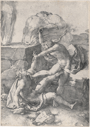 Lot 5625, Auction  122, Leyden, Lucas van, Kain erschlägt Abel; Adam und Eva beweinen den toten Abel