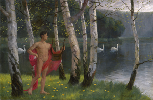 Lot 6175, Auction  122, Armbrust, Carl, Apoll mit Lyra im Birkenhain an einem Schwanenteich