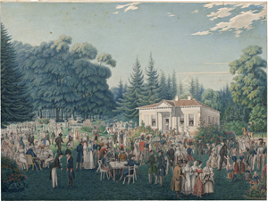 Lot 6714, Auction  122, Deutsch, 1820er Jahre. Große Kurgesellschaft beim Nachmittagsausflug
