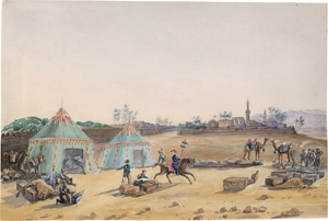 Lot 6784, Auction  122, Buseck, Karl Theodor Freiherr von, Orientalisches Zeltlager vor einer Oasenstadt