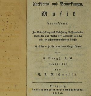 Lot 544, Auction  123, Burgh, A., Anekdoten und Bemerkungen, Musik betreffend