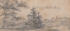 Lot 2142, Auction  123, Stifter, Adalbert (zugeschrieben), Kloster Lambach. Orig.-Bleistiftzeichnung