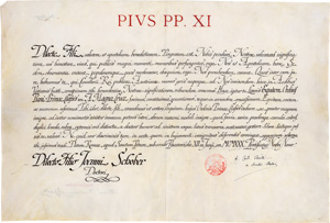 Lot 2399, Auction  123, Pius XII., röm. Papst, Signierte Urkunde als Kardinal