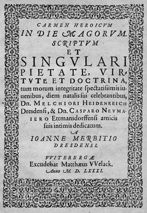 Lot 2562, Auction  123, Merbitz, Johannes, Carmen heroicum