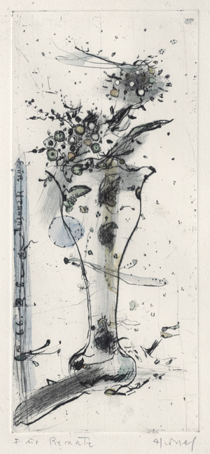 Lot 3227, Auction  123, Hussel, Horst, Für Henning. (Blumenvase). Kaltnadelradierung in Schwarz, signiert