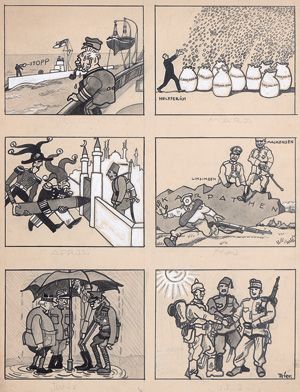 Lot 3699, Auction  123, Trier, Walter, Comicstrip. Original-Entwurf mit 6 Panels.