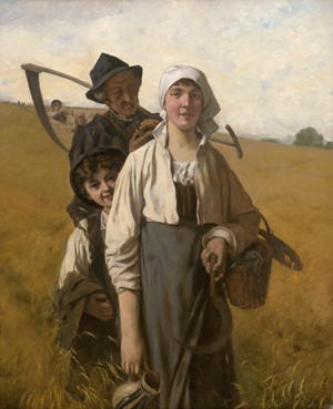 Lot 6147, Auction  123, Scholz, Julius, Heimkehrende Landleute auf dem Feldweg