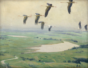 Lot 6160, Auction  123, Olszewski, Karl Ewald, Ziehende Storche