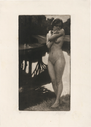 Lot 6369, Auction  123, Jahn, Georg, "Im Mondschein" (Frauenakt am Wasser)