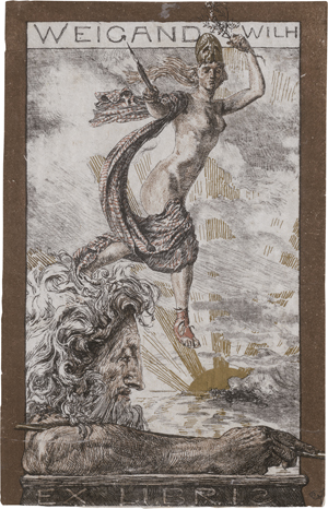 Lot 6416, Auction  123, Greiner, Otto, Exlibris Wilhelm Weigands (Die Geburt der Athene)