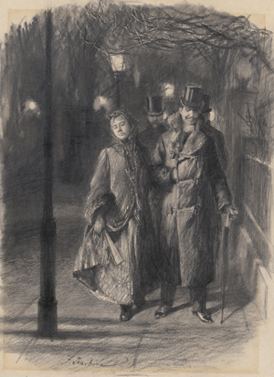 Lot 6716, Auction  123, Skarbina, Franz, Nach dem Theater: Nächtliche Straßenszene mit heimkehrenden Flaneuren