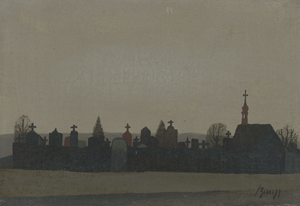 Lot 8187, Auction  123, Beneš, Vlastimil, Friedhof mit Kapelle und Kreuzen