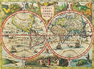 Lot 16, Auction  125, Mercator, Gerhard, Typus orbis terrarum. Kolorierte Kupferkarte. Amsterdam 1632