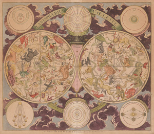 Lot 25, Auction  125, Schenck, Peter, Planisphaerium Coeleste. Kolorierter Kupferstich auf Papier aufgezogen. Amsterdam, Peter Schenck, 1710  