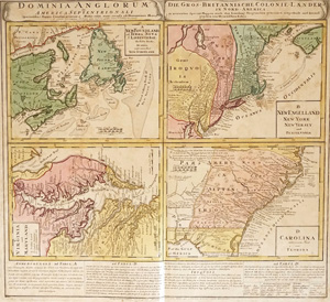 Lot 50, Auction  125, Homann, Johann Baptist, Dominia anglorum in America Septentrionali. Kolorierte Kupferkarte. Um 1745