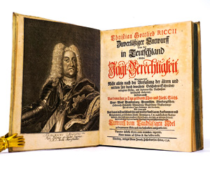Lot 480, Auction  125, Riccius, Christian Gottlieb, Zuverläßiger Entwurff von der in Teutschland üblichen Jagt-Gerechtigkeit. Nürnberg, Erben Adam Jonathan Felßecker, 1736