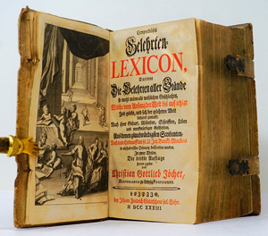 Lot 498, Auction  125, Jöcher, Christian Gottlieb, Compendiöses Gelehrten-Lexikon. Leipzig, J. F. Gleditsch, 1733. - Dritte Auflage