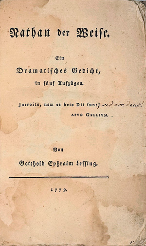 Lot 1657, Auction  125, Lessing, Gotthold Ephraim, Nathan der Weise. O. O. und Dr. 1779. - Seltene erste, auf Subskription und ohne Firmierung erschienene Ausgabe
