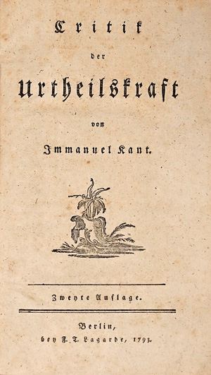 Lot 1777, Auction  125, Kant, Immanuel, Critik der Urtheilskraft. Berlin, F. T. Lagarde, 1793. - Zweite autorisierte Ausgabe