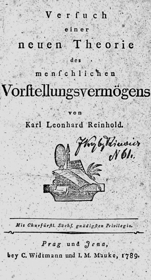 Lot 1799, Auction  125, Reinhold, Karl Leonhard, Versuch einer neuen Theorie des menschlichen Vorstellungsvermögens. Prag und Jena, C. Widtmann und I. M. Mauke, 1789. - Erste Ausgabe