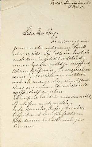 Lot 2022, Auction  125, Hauptmann, Gerhart, Brief an den Schriftsteller Leo Berg. 1891
