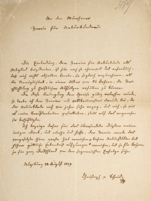 Lot 2047, Auction  125, Schmid, Christoph von, 2 Briefe an den Münchener Verein für Naturkunde. 1849