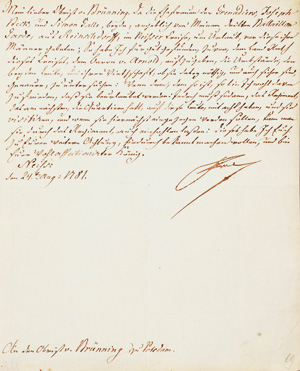 Lot 2095, Auction  125, Friedrich II., der Große, Brief an den Obristen von Brünning