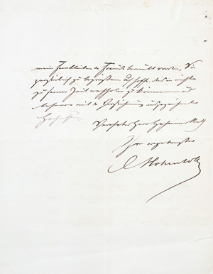 Lot 2105, Auction  125, Hohenlohe-Schillingsfürst, Chlodwig zu, Eigh. Brief an Hermann von Schulze-Gävernitz. 1886