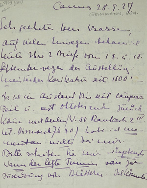 Lot 2134, Auction  125, Grossmann, Rudolf, Brief und signierte Radierung. 1927