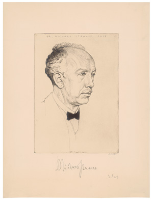 Lot 2185, Auction  125, Strauss, Richard, Signierte Porträt-Radierung. 1929