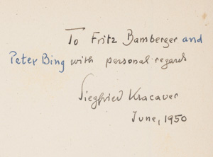Lot 3205, Auction  125, Kracauer, Siegfried, Jacques Offenbach. Amsterdam, Allert de Lange, 1937. - Erste Ausgabe mit Widmung