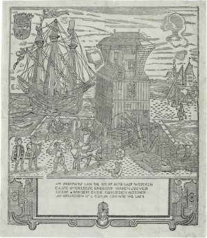 Lot 5270, Auction  125, Flämisch, 1765. Neujahresblatt der Kranarbeiter der Antwerpener Werft