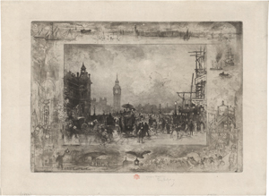 Lot 5337, Auction  125, Buhot, Félix Hilaire, Westminster Bridge (Westminster Clock Tower)
