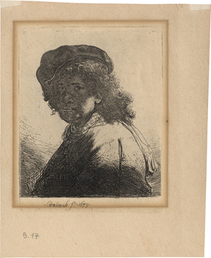 Lot 5657, Auction  125, Rembrandt Harmensz. van Rijn, Selbstbildnis mit Schärpe um den Hals