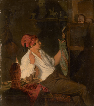 Lot 6049, Auction  125, Dänisch, um 1840. Künstler in seinem Atelier als Kartoffelpuppenspieler