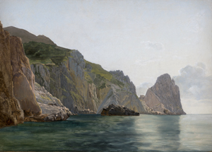 Lot 6050, Auction  125, Petzholdt, Ernst Christian Frederik, Felsige Küstenpartie auf Capri bei den Faraglioni