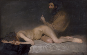 Lot 6209, Auction  125, Wolf, Franz Xaver, Interieur mit liegendem weiblichen Akt und bärtigem Alten